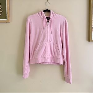 Juicy Couture• bright bubblegum pink terry cloth zipup jacket classic embroidery